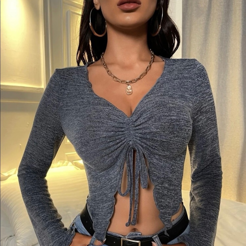 Space dye tie front top